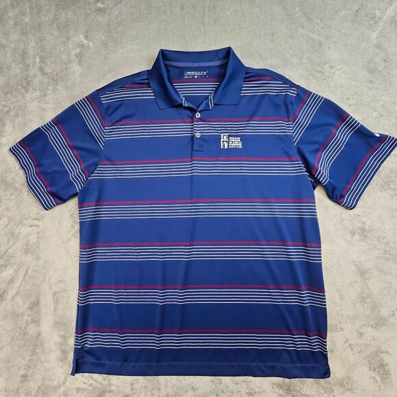 Nike Golf Polo Shirt Men's XL‎ Blue Red Striped Torres Blancas Golf Club Spain - Picture 4 of 11